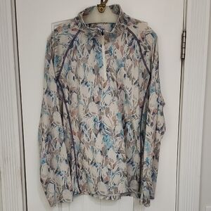 Chic Sporty Floral Zip-Up Top